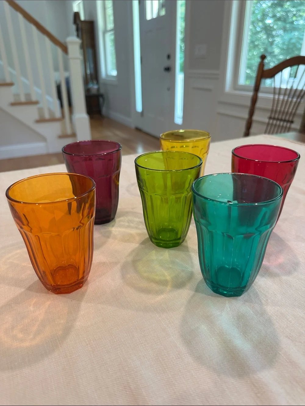 Set of 6 Vintage Multi Jewel Tone Color Pasabahce Palaks Glasses Cups Glass
